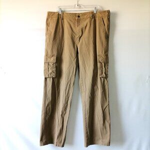 Red Face Mens Tan Khaki Mid Rise Flat Front Straight Leg Cargo Pant Size 42